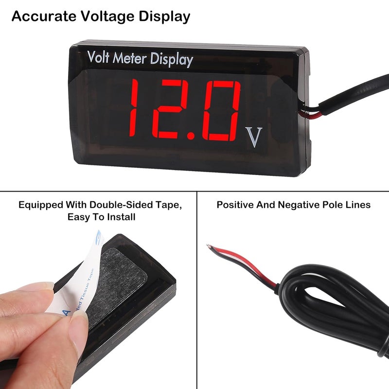 XIITIA DC 12V Car Digital Voltmeter LED Display DC 5-28V Voltage Volt Meter Waterproof Gauge for Car Motorcycle (Red) - Image 4